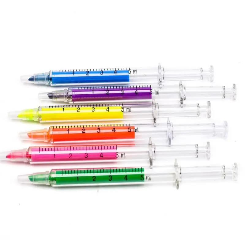 

1pcs New Novelty Highlighter Pen Marker Stationery Syringe Highlighter Needle Tube Watercolor Writing Painting Pen
