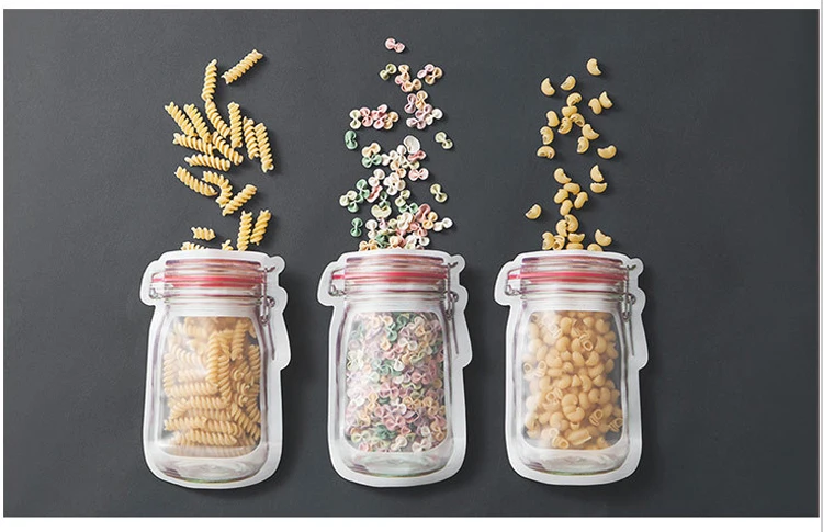 4 шт./партия многоразовые портативные сумки на молнии с баночкой Mason Jar для домашнего хранения герметичные пакеты для хранения пищевых продуктов мешочки для закусок сэндвич Ziplock