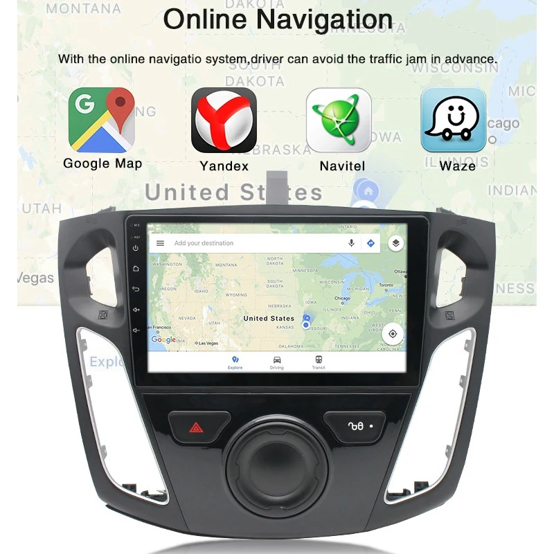 1 + 16G Android 8 автомобильный радиоприемник мультимедийный плеер для Ford Focus 2012 2017