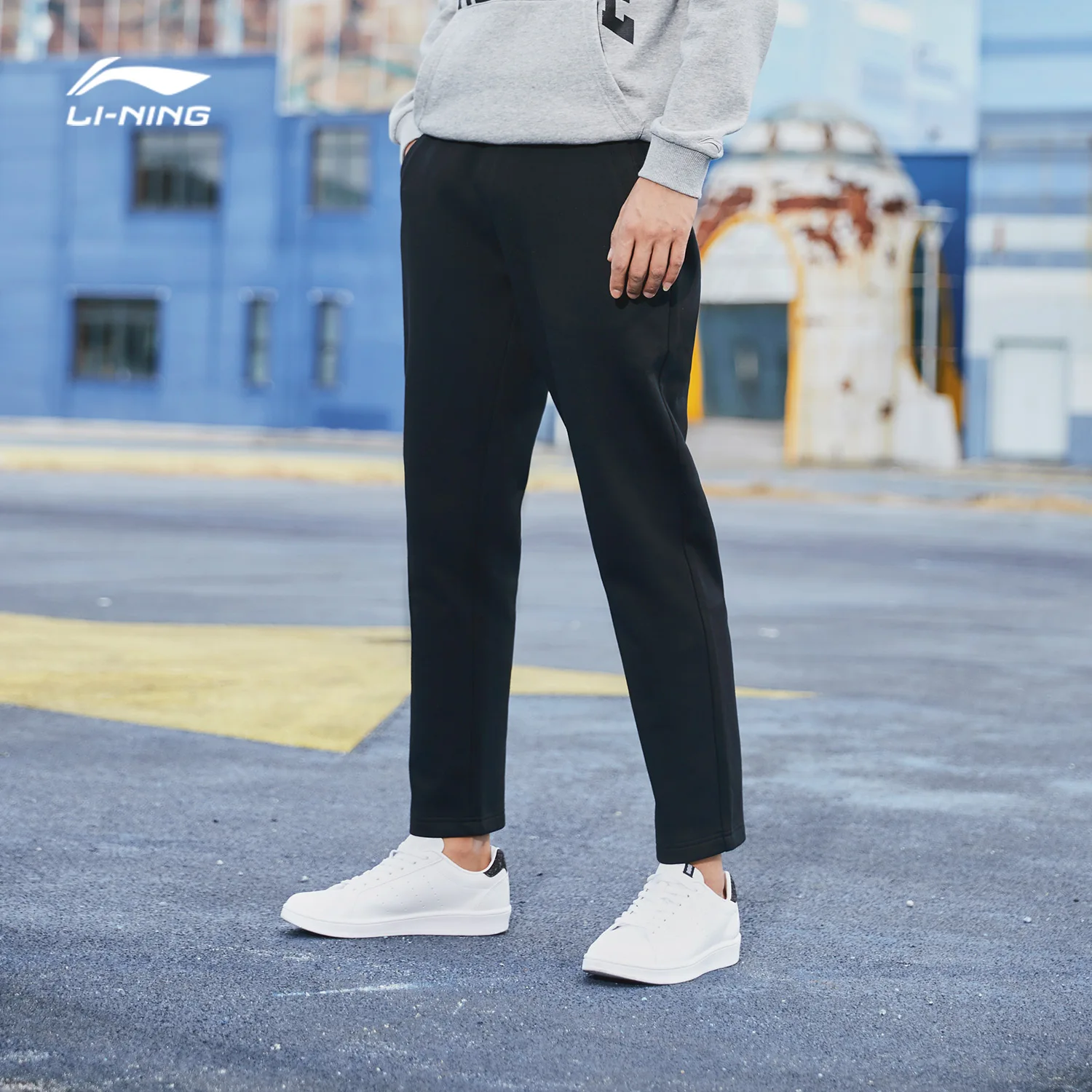 Li-Ning, мужские трендовые спортивные штаны, 66% полиэстер, 34% хлопок, теплый флис, обычная посадка, подкладка, спортивные штаны, брюки AKLN803 COND18