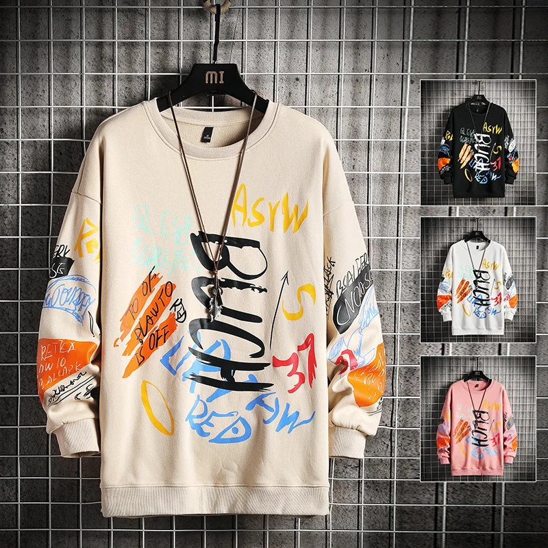 

Men's Crewneck Sweatshirt Men 2021 Harajuku Oversized Japanese Streetwear Hip Hop Black Hoodie Male Casual Sweatshirts Hoodies