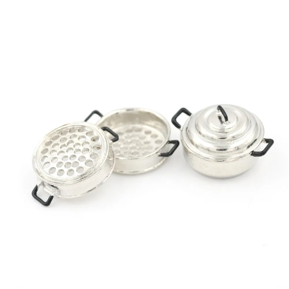 

Dollhouse Miniature 1:12 Kitchen Decor Toy Metal Cooking Micro 3-layers Steamer Pot Whosesale