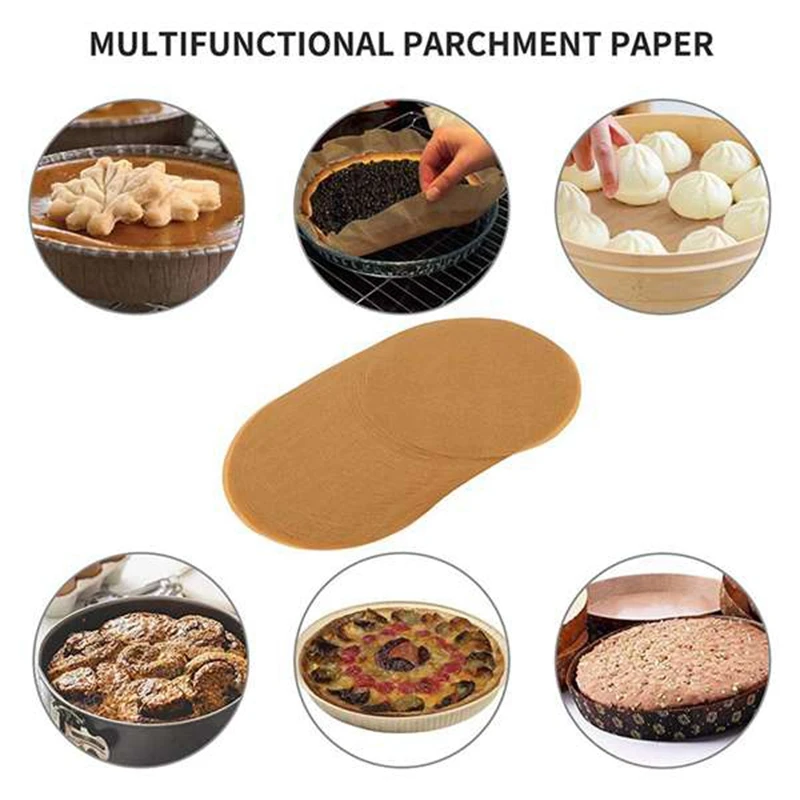 200 шт 8 дюймов неотбеленные пергаментные бумажные листы для выпечки круглые