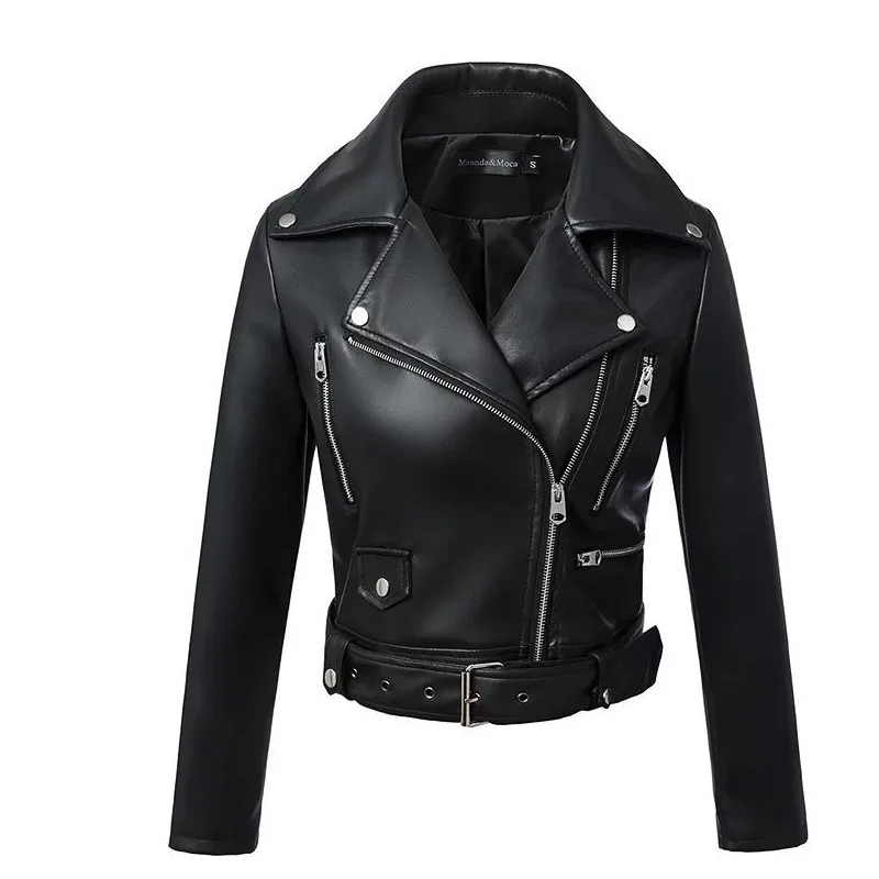 

Осенне-зимняя Черная куртка из искусственной кожи, женская верхняя одежда с длинным рукавом, повседневное облегающее пальто с отложным воротником