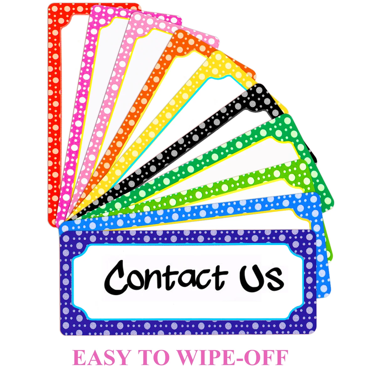 10 colors, a total of 50 with 1 pen(pen cap color random) 8*3cm rewritable message board magnetic refrigerator stickers
