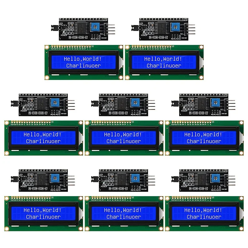 

16 Pieces 5V 2004 1602 LCD Module Display Blue Backlight and IIC I2C Serial Interface Adapter for Arduino R3 MEGA2560