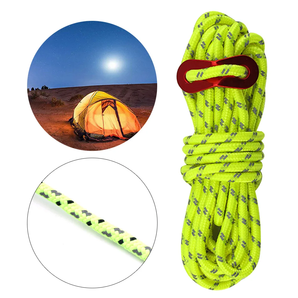 

Outdoor Camping Tent Reflective Rope Thickened 4mm Rope Canopy Tent Windproof Accessories Polyester Wind Rope Buckle