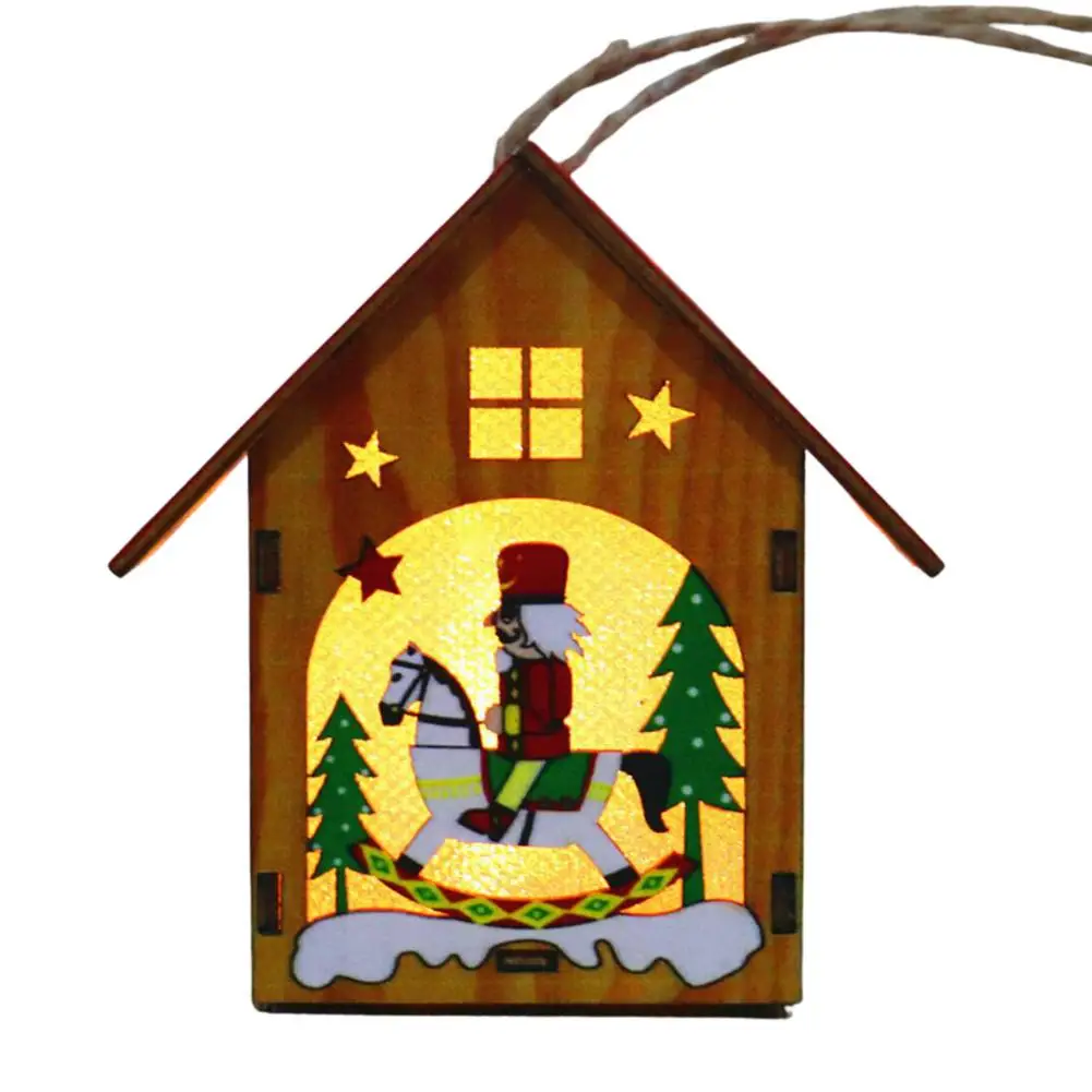 

Wooden Christmas House LED Glowing Wall Hangings Decor For Home Hotel Bar Tree Christmas Party