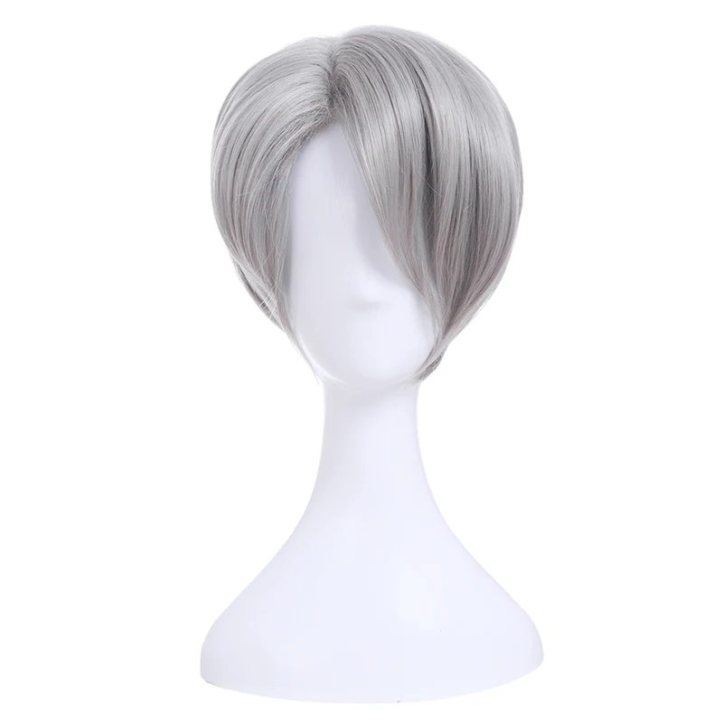Grey L-email парик Юри! На льду парики для косплея Yuri Katsuki Victor Nikiforov Yuri Plisetsky короткие синтетические волосы парик для косплея - Цвет: Grey