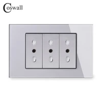 coswall gray tempered glass panel wall power socket universal eu italian chile outlet with children protective door