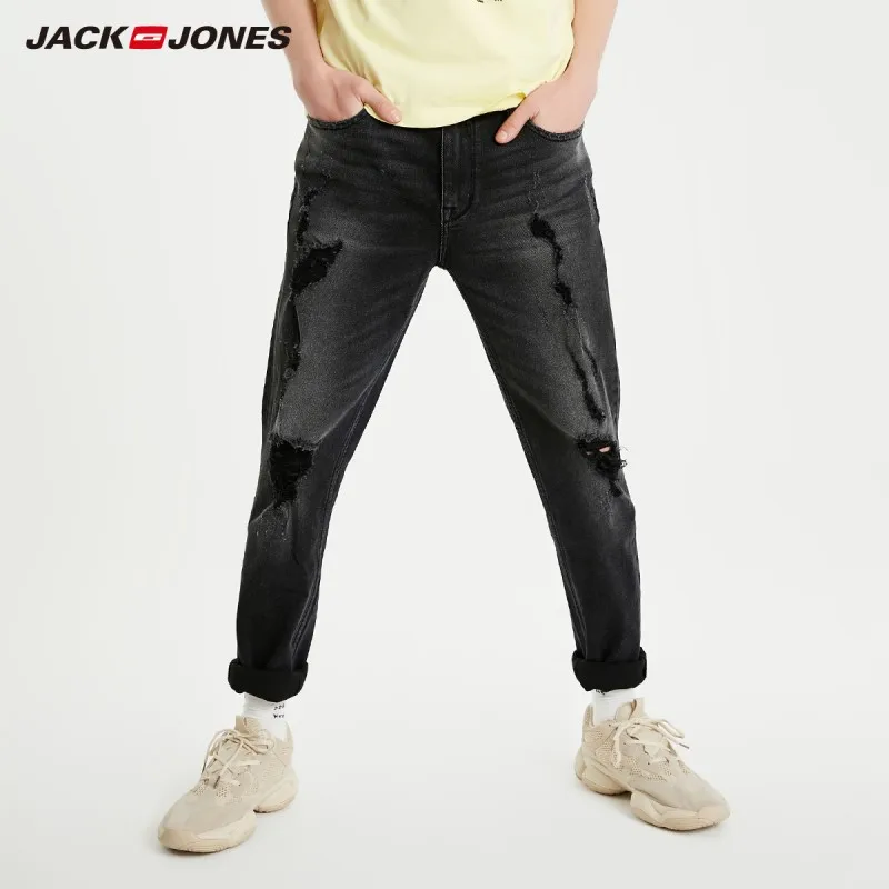 Мужские Стрейчевые джинсы JackJones Модные зауженные рваные уличная одежда для