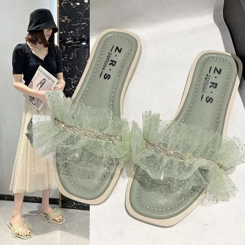 

Shoes Slippers Casual Slides Low Lady Slipers Women Luxury Soft Girl 2021 Summer Flat Rubber PU Fretwork Slippers Women Summer L