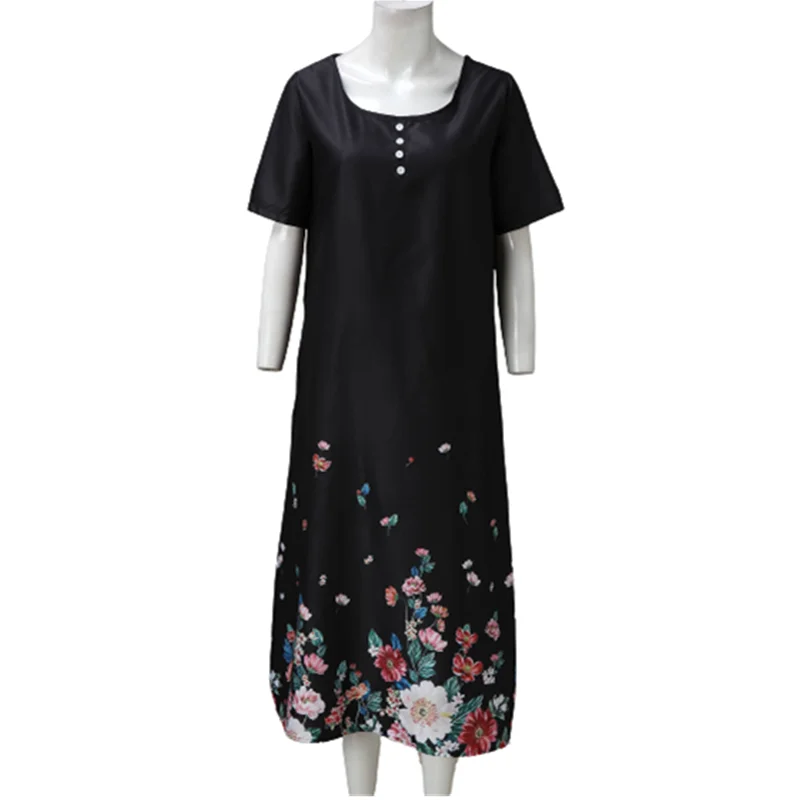 

Women Summer Short Sleeve Beach Dress 2021 New Boho Floral Printed Loose Maxi Dress Ladies Vintage Vestidos Casual Pockets Robe