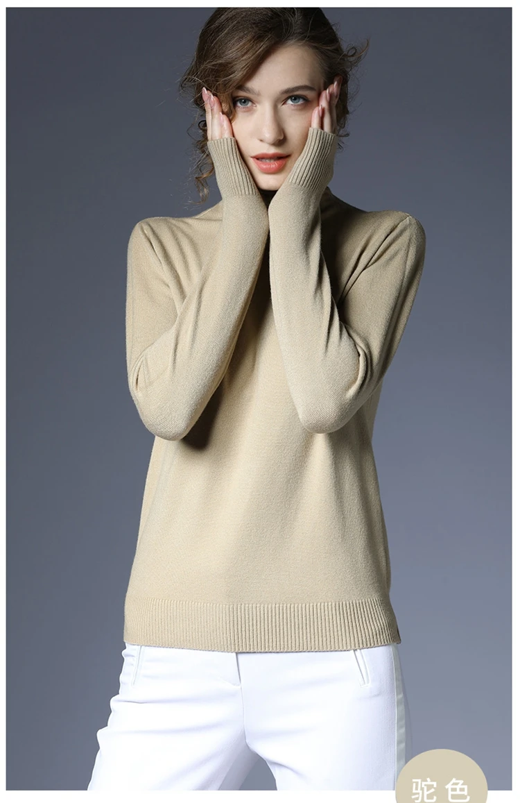 2022 Autumn Winter Hot Sales Women's Knitted Cashmere Wool Warm Sweater Curling Pile Collar Solid Color High-Quality Pullovers | Женская