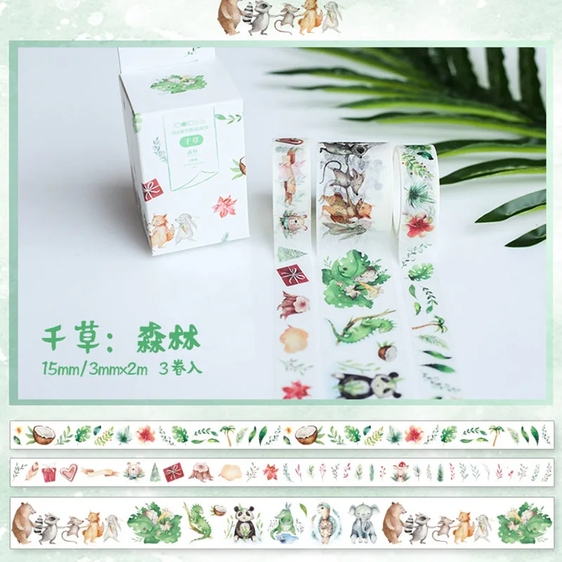 Kawaii Plant клейкая лента милая зеленая васи лента маскирующая лента для детей Скрапбукинг DIY фото принадлежности для альбома канцелярские принадлежности