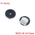 10 шт., потенциометр B102 1K 16*2 мм с шестеренчатым циферблатом, двойной потенциометр, 5-контактный переключатель для радио MP3MP4 регулировки громкости 16x2 мм 5P