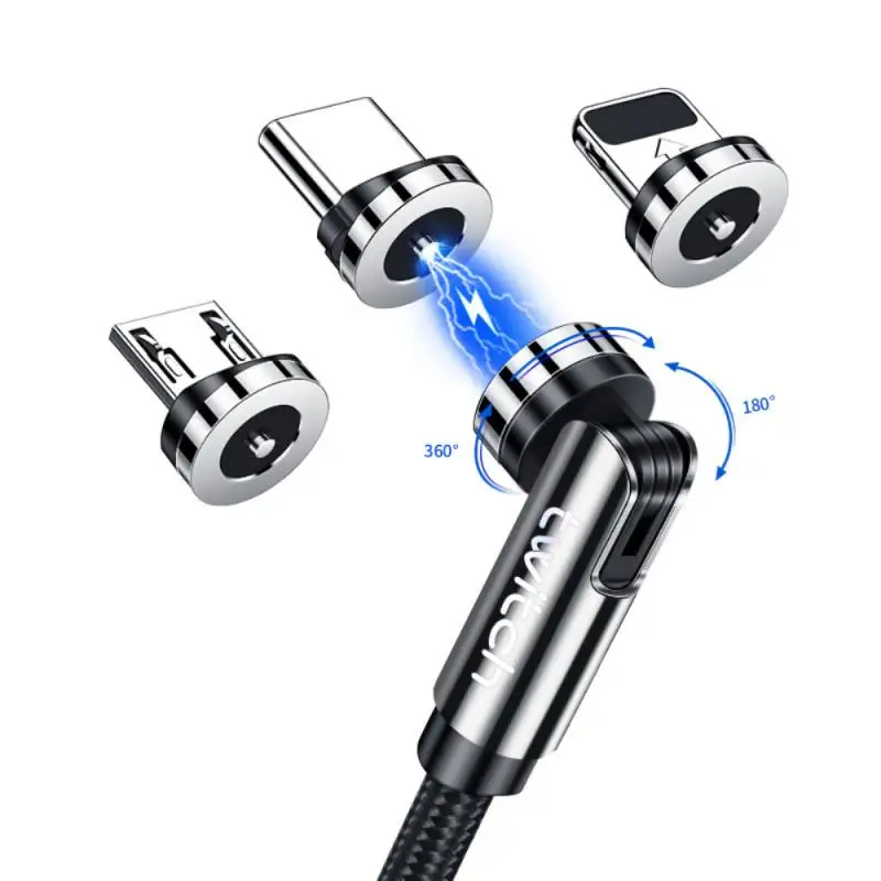 

Magnet Charger Mobile Phone Charge Data Line L-shaped Electromagnetic Cable 540Â°Magnetic Micro USB Type-C Fast Charging Cable