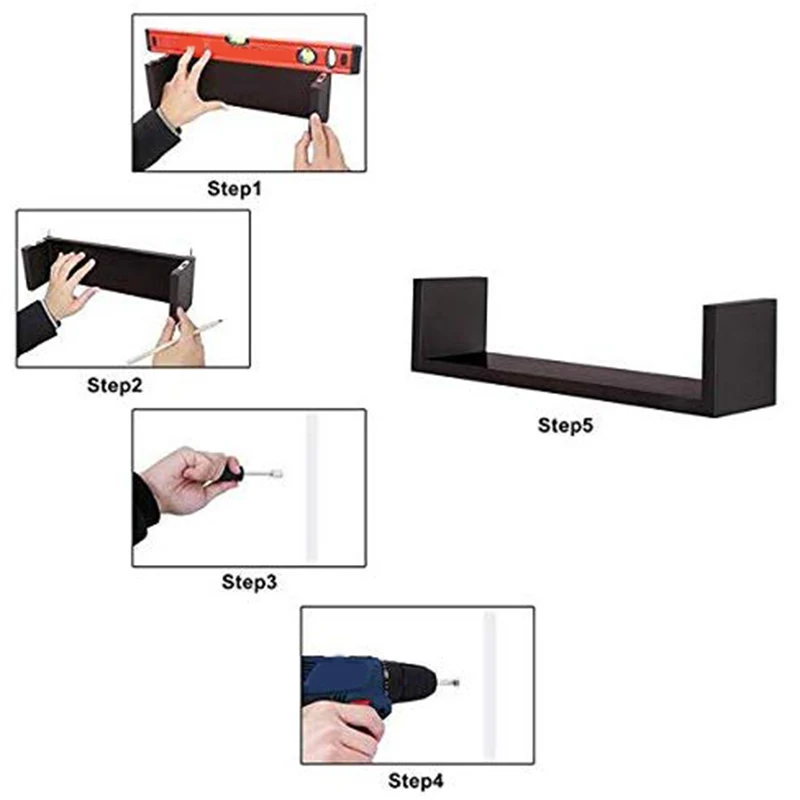 

SHGO HOT-Wall Bedroom Wall Rack Living Room Wall Bookshelf Shelf Wall-Mounted Partition Storage Rack Three-Piece Set Black Walnu