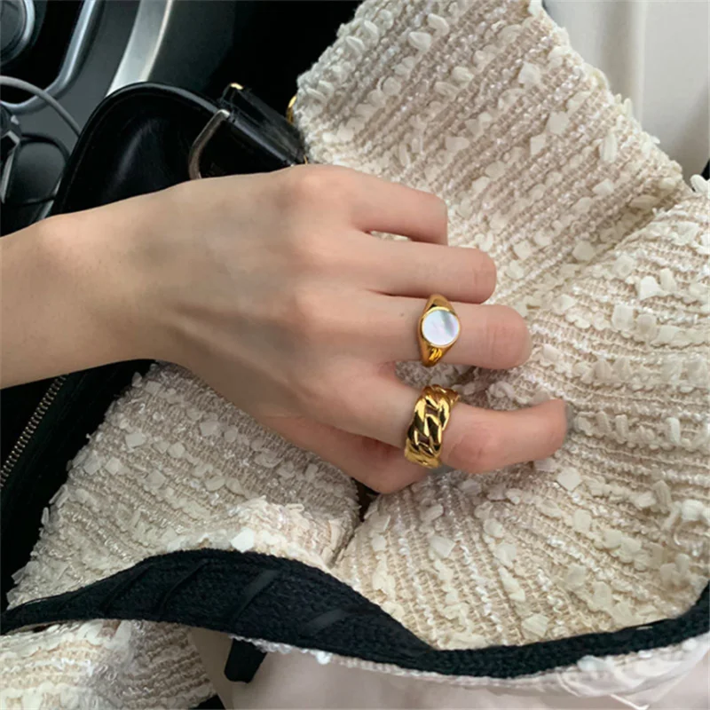 

Cold Wind Thick Thick Chain Flat Cut Ring Simple Light Luxury Opening Adjustable Holiday Gift Party Jewelry Wholesale