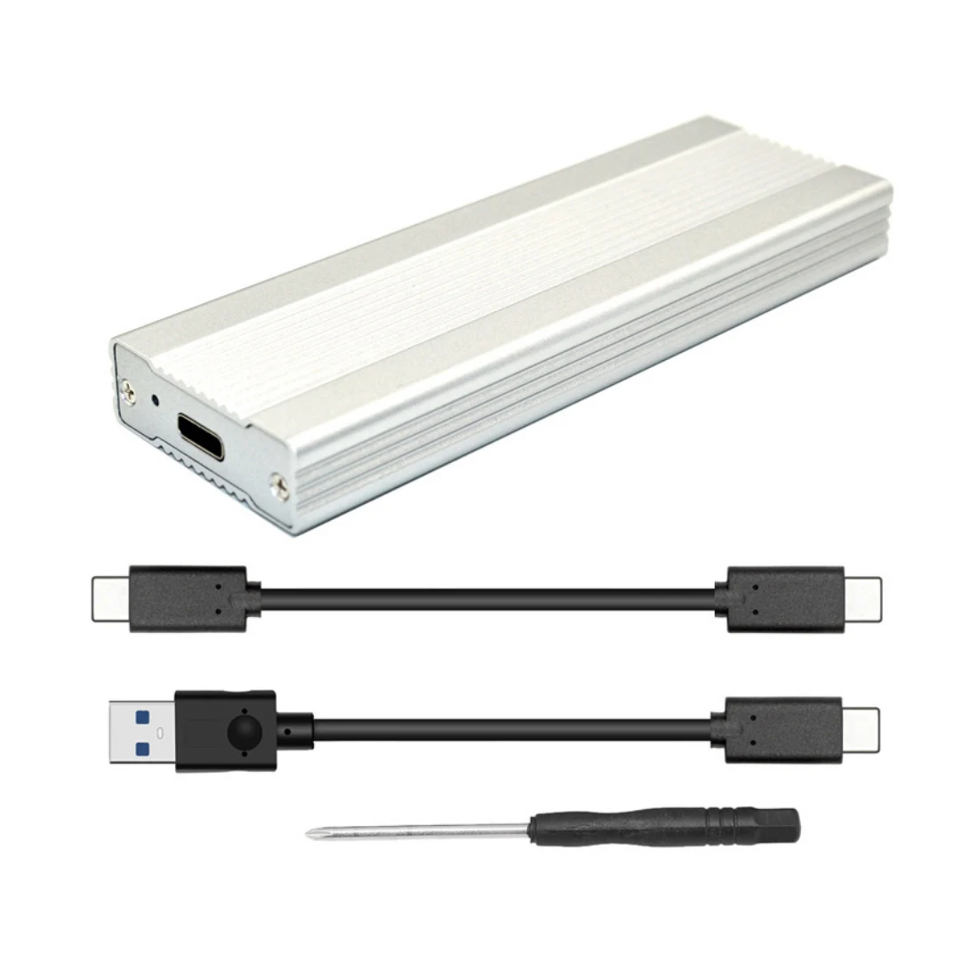Silver 2 Cables NVME SSD корпус PCI-E M.2 для USB 3,1 type-C адаптер USB C 10 Гбит/с RTL9210 M2 M ключ PCIE жесткий диск Внешний корпус HDD Чехол - Цвет: Silver 2 Cables