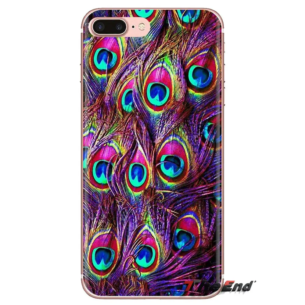 Красочные павлиньи перья печати для iPhone XS Max XR X 4 4S 5 5S 5C SE 6 6S 7 8 плюс samsung Galaxy J1 J3 J5 J7 A3