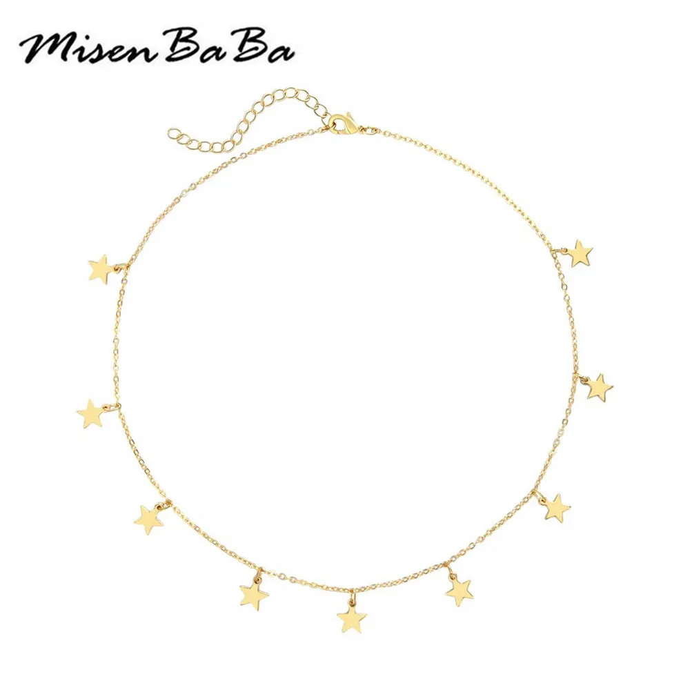 Тонкая цепь из нержавеющей стали ожерелье с кисточкой в виде пятиконечной звезды