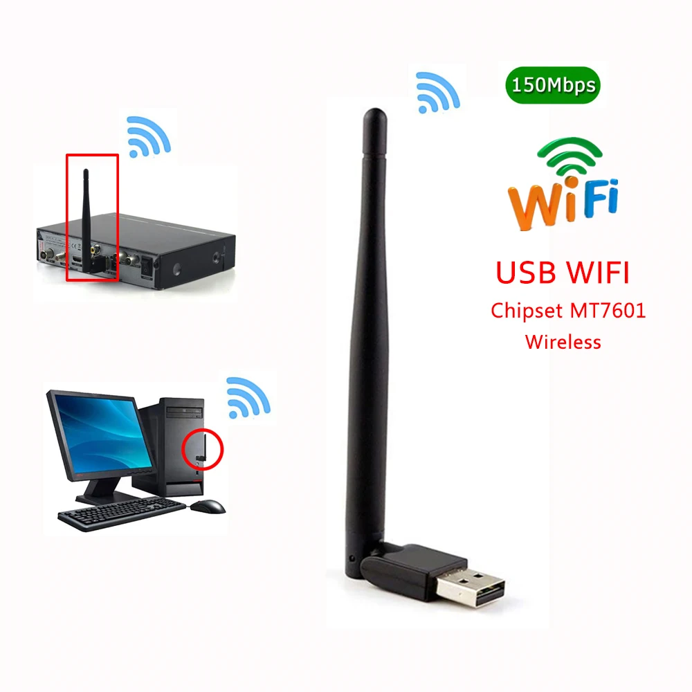 Новинка 150 Мбит/с Ralink 7601 беспроводная сетевая карта Mini USB 3 0 WiFi адаптер Антенна PC LAN