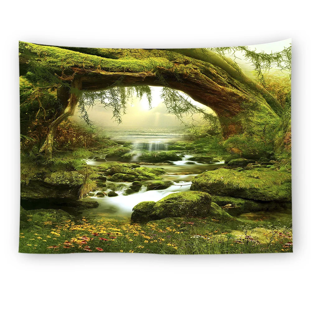 

Green Landscape Tapestry Forest Tree Printing Abstract Wall Decoration Home Mushroom Wall Hanging Art Wall Blanket