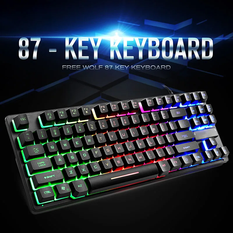 USB Wired Bluetooth Wireless Dual-Mode Mechanical RGB Backlit Gaming Keyboard Gamer 87-Key Portable Mini | Компьютеры и офис