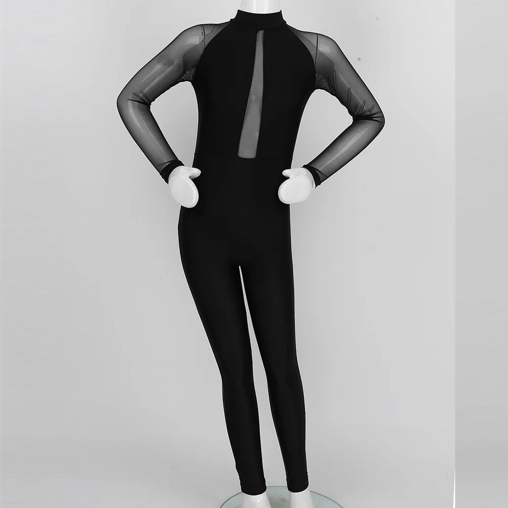 Гимнастическое трико для девочек балетное платье детское Сетчатое с длинными