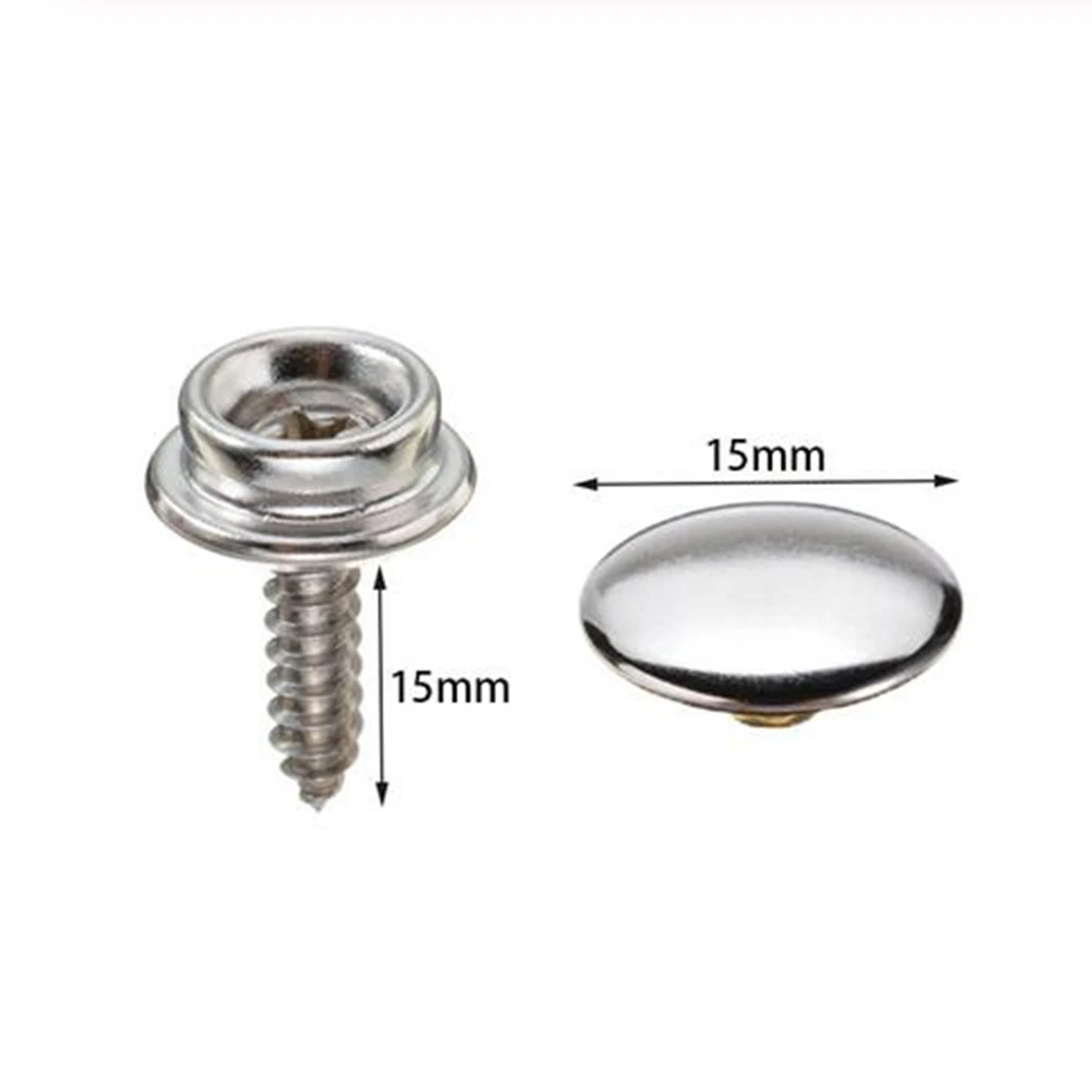 

62Pcs set Snap Fastener Cap Canvas Screw Silver Sockets Stainless Steel High quality