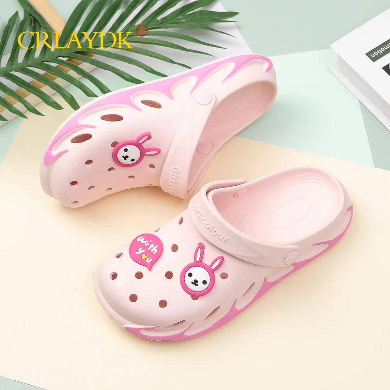 

CRLAYDK Cute Rabbits Hollow Out Women Sandals Breathable Garden Beach Footwear Anti Slip Slippers Girls Casual Shower Shoes