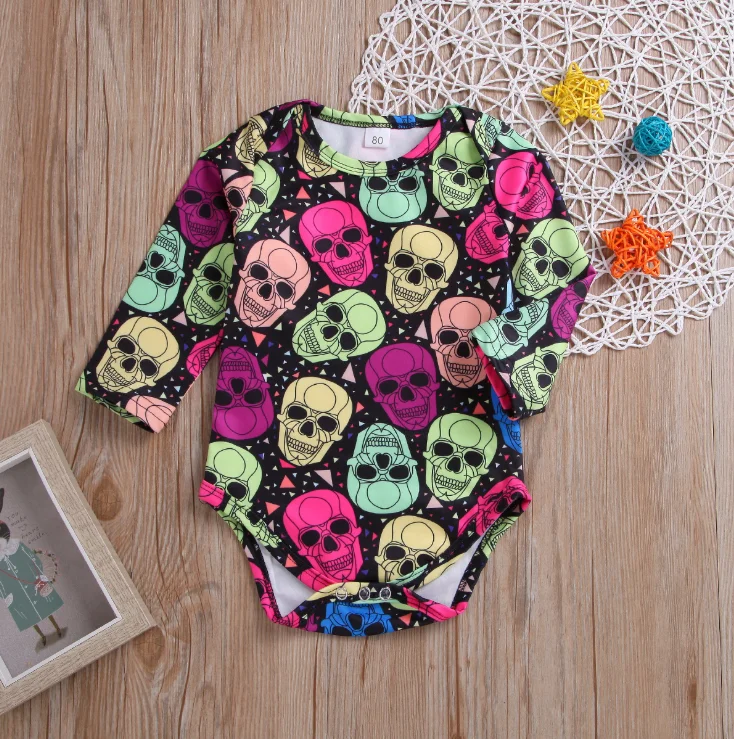 Детская одежда костюм черепа с длинными рукавами на Хэллоуин Летняя