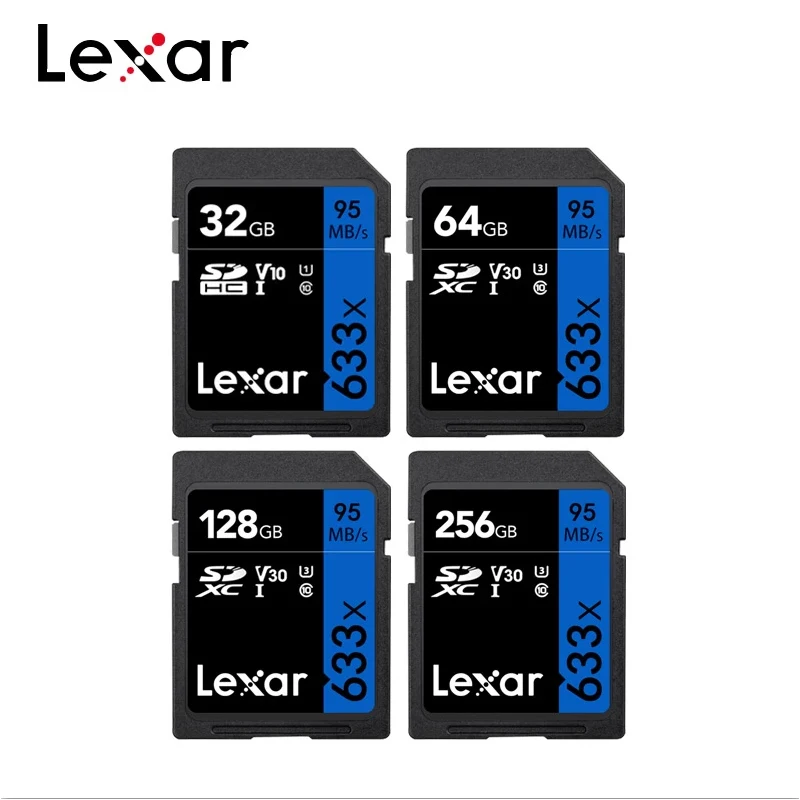 Карта памяти Lexar SD 32 Гб 633X U3 класс 10 128 ГБ UHS I C10 64 карта 256 1667X для камеры|Карты