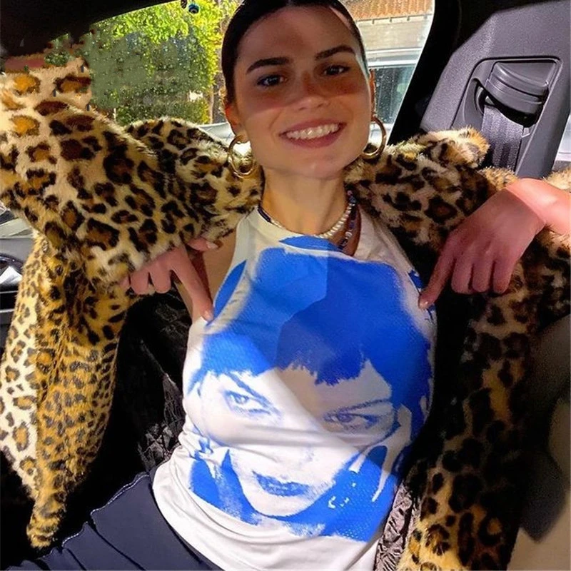 Майка женская укороченная в стиле Харадзюку облегающий топ без рукавов панк