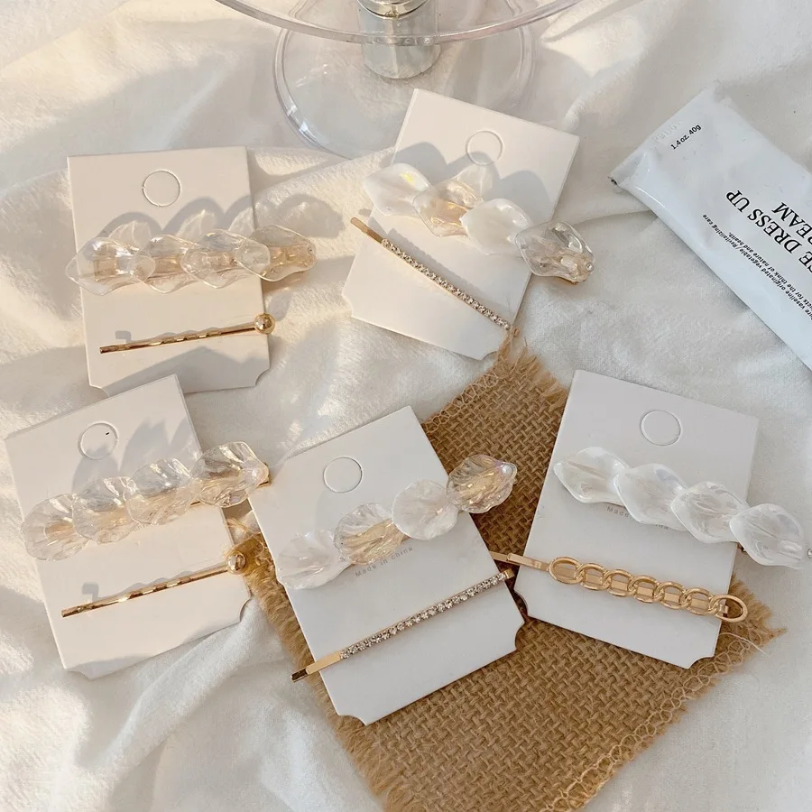 

1PCS Korean Retro INS White Shell Duckbill Clip Natural Shell Rhinestone Hairpin For Women Girls Party Jewelry Gifts