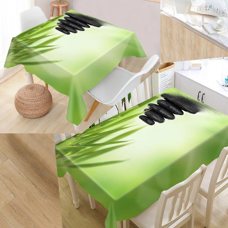 

Bamboo and Stone Custom Table Cloth Oxford Fabric Rectangular Waterproof Oilproof Table Cover Family Party Tablecloth