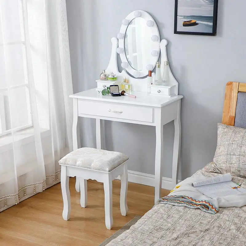 

Искусственный столик, современный комод со светодиодным зеркалом, стул для макияжа, домашняя мебель для макияжа с выдвижным ящиком