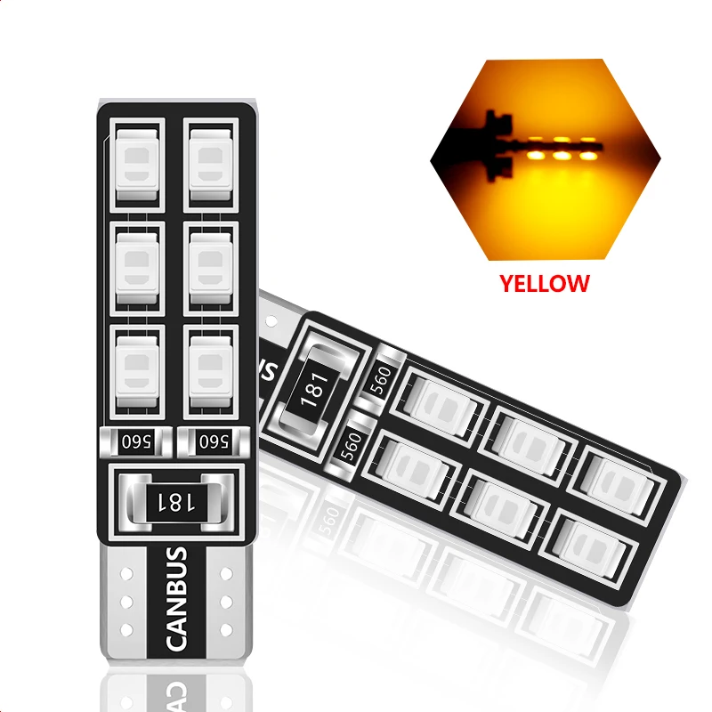 1 шт. T10 W5W Автомобильный светодиодный светильник CANBUS 12 свет 3528 SMD габаритная лампа для чтения 194 168 2825 сигнальная лампа белого цвета 12 В