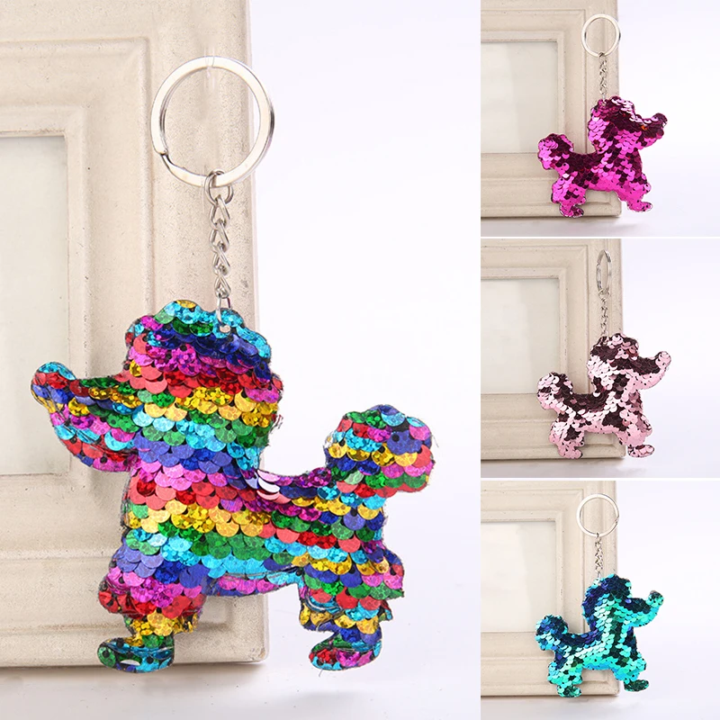 Милый брелок украшенный Рождественский подарок для ключей с блестками собаки
