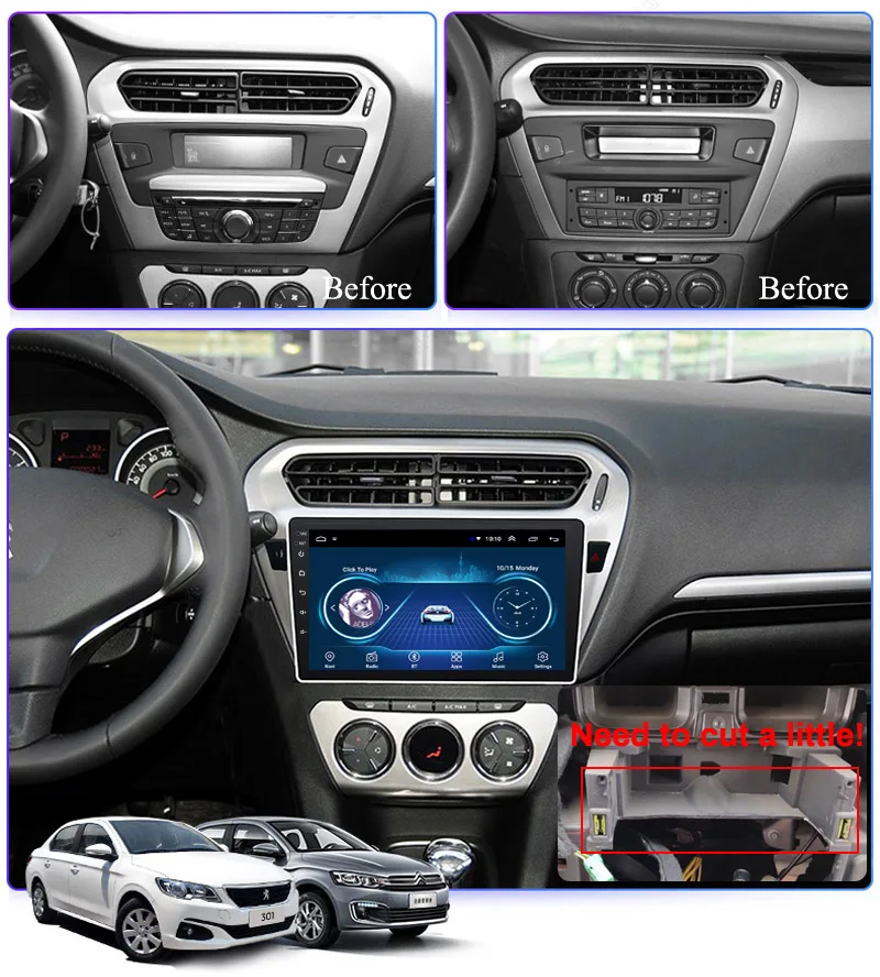 Для Peugeot 301 Citroen Elysee 2014 2016 2 din 9 &quotAndroid 8 1 Автомобильный мультимедийный плеер Авто