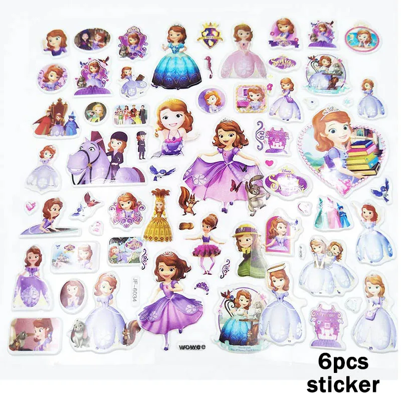 6Sticker Gift Одноразовые тарелки принцессы Софии для детей 6 лет, праздничные принадлежности для дня рождения, праздничные украшения, вечерние украшения, подарки для девочек - Цвет: 6Sticker Gift