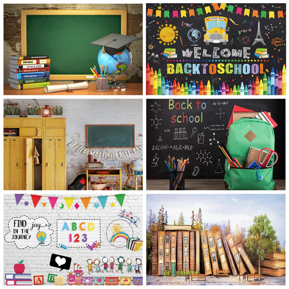 Детский Виниловый фон для съемки в школу черная доска карандаш выпускной |