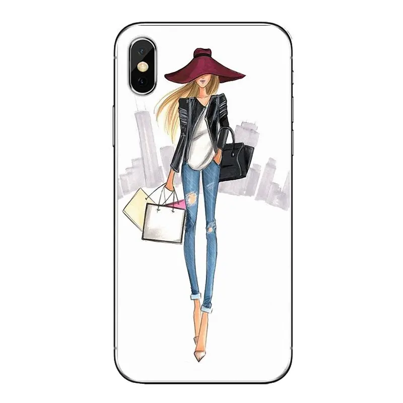 Fashionable Dress Shopping Girl Transparent TPU Skin Cover For iPod Touch Apple iPhone 4 4S 5 5S SE 5C 6 6S 7 8 X XR XS Plus MAX |