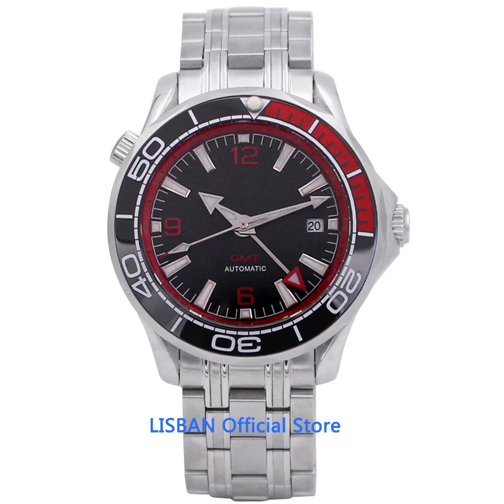 41mm Mechanical Mens Watch Sapphire Crystal Sterile Dial Luminous Waterproof Calendar Automatic GMT Wristwatch Men | Наручные часы
