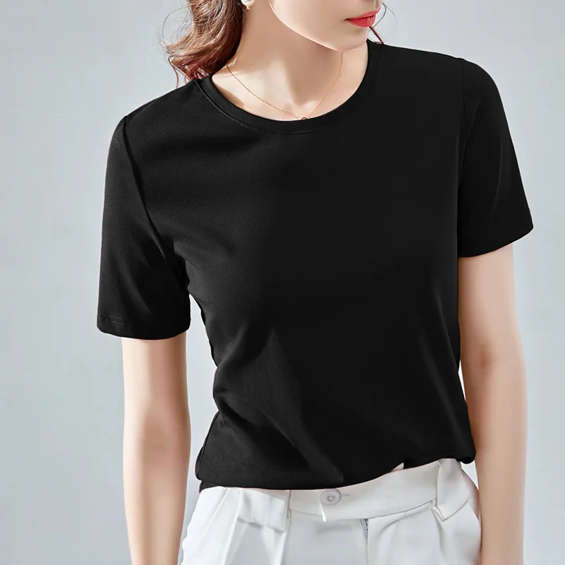 

Short sleeve t-shirt female 2021 summer new women's round neck Korean loose large trend white basic T-shirt
