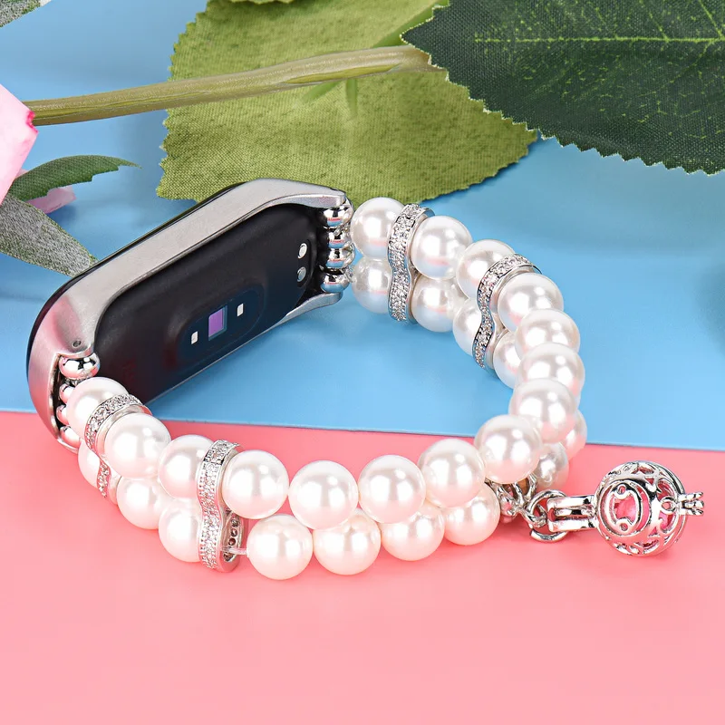 Для Xiaomi Mi Band 3 4 новый дизайн для женщин и девочек жемчуг эластичный агат бисер