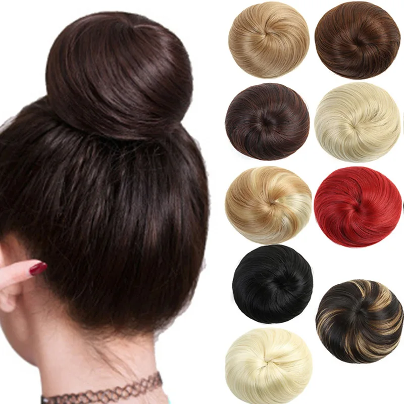 synthetic hair extensions donut bun roll wig wigs are available in a variety of colors for women