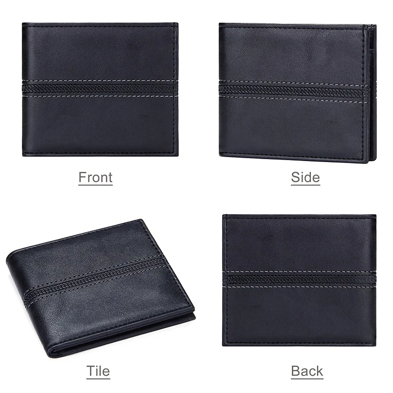 Короткий Мужской кошелек однотонный клатч с несколькими отделениями для карт