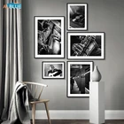 Постер на стену в скандинавском стиле, принт полоса, гитара, джаз, портрет, декоративная картина на холсте, черная, белая Настенная картина для гостиной